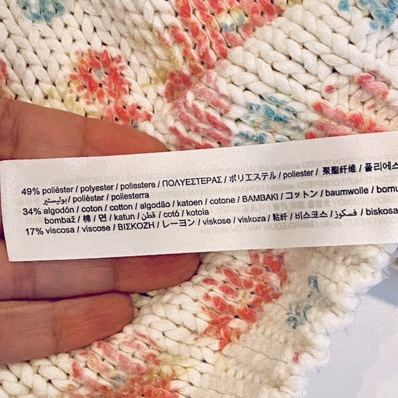 ZARA Cream Floral Pattern Chunky Knit Cropped Sweater Vest Tank Top Versatile - Picture 6 of 9